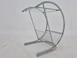 Table de magazine en chrome rare des années 1970, Italie.