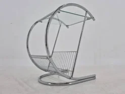 Table de magazine en chrome rare des années 1970, Italie.