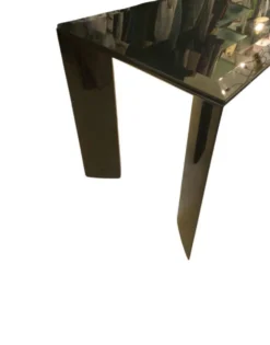 Table de Milieu / Console - Alu laqué et verre teinté noir - Design italien