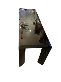 Table de Milieu / Console - Alu laqué et verre teinté noir - Design italien
