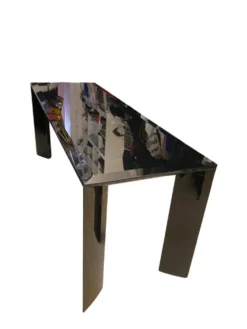 Table de Milieu / Console - Alu laqué et verre teinté noir - Design italien