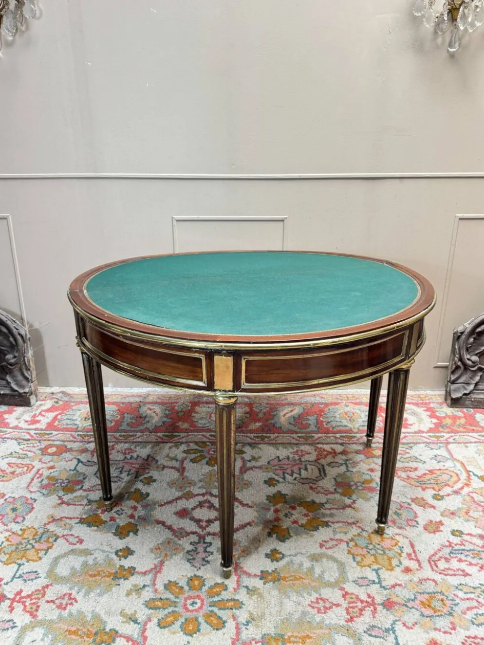 TABLE DEMI LUNE EN ACAJOU D’ÉPOQUE LOUIS XVI XVIII EME SIÈCLE