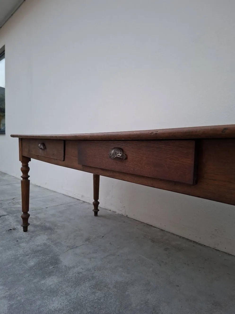 Table de métier ancienne, 2 tiroirs, piètements Louis Philippe