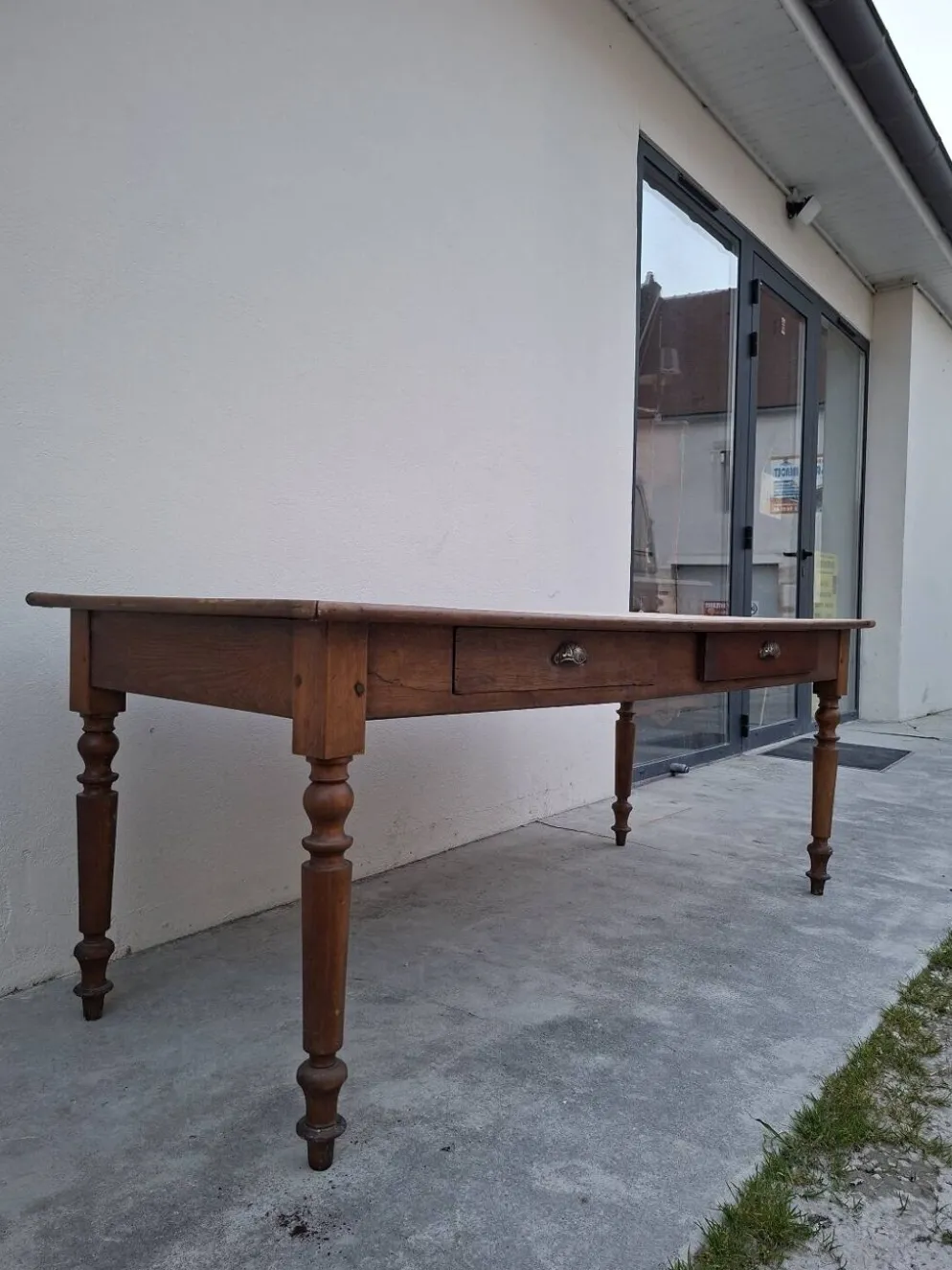 Table de métier ancienne, 2 tiroirs, piètements Louis Philippe