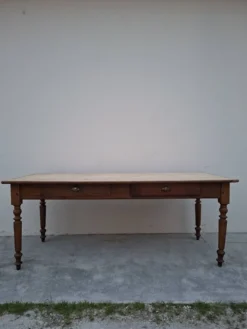 Table de métier ancienne, 2 tiroirs, piètements Louis Philippe
