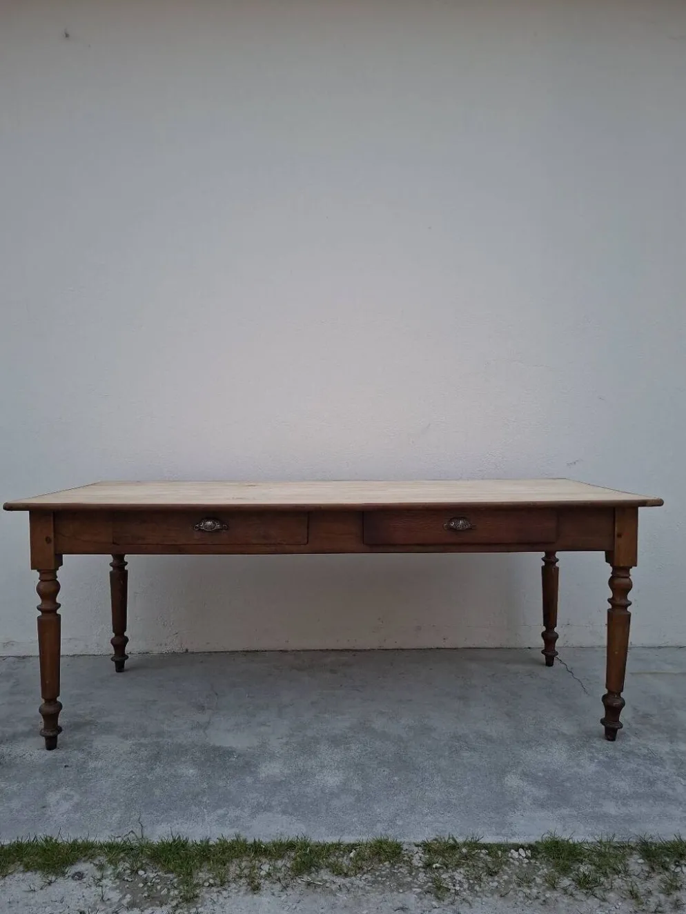 Table de métier ancienne, 2 tiroirs, piètements Louis Philippe