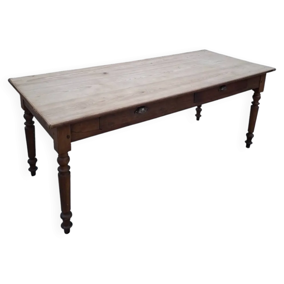 Table de métier ancienne, 2 tiroirs, piètements Louis Philippe