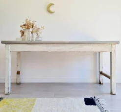 Table de métier en bois et zinc
