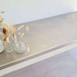Table de métier en bois et zinc