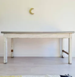 Table de métier en bois et zinc