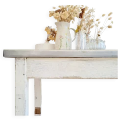 Table de métier en bois et zinc