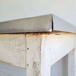 Table de métier en bois et zinc