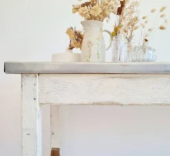 Table de métier en bois et zinc