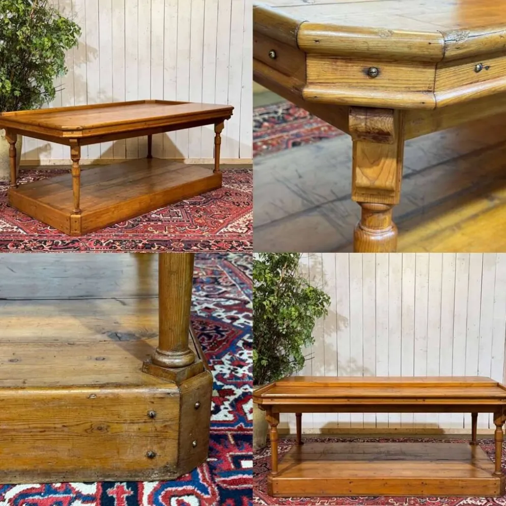 Table de métiers 19ème en sapin d'origine anglaise