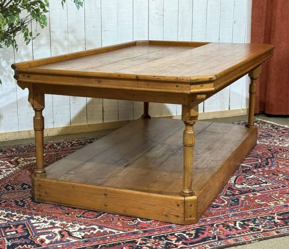 Table de métiers 19ème en sapin d'origine anglaise