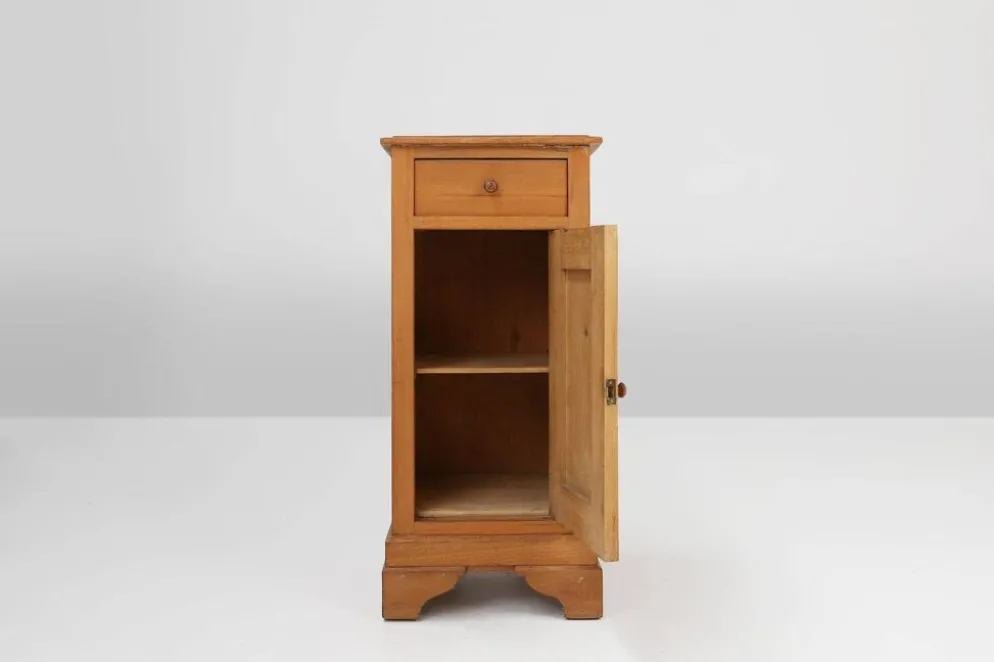 Table de nuit Art Déco en bois de pin, France, années 1930