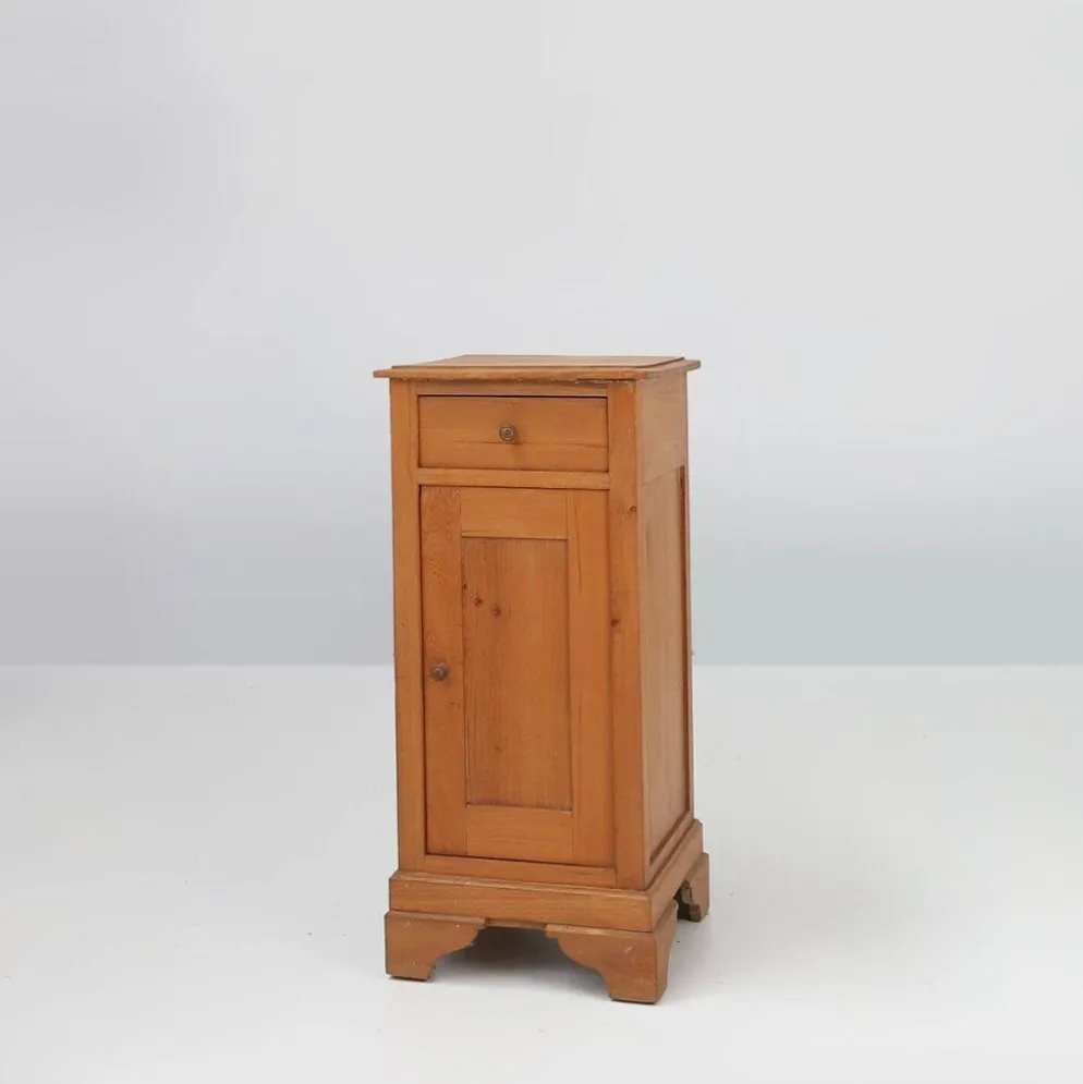 Table de nuit Art Déco en bois de pin, France, années 1930