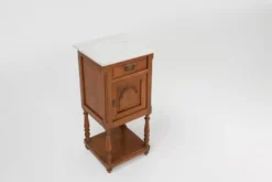 Table de nuit Art Déco en chêne avec plateau en marbre de Carrare, France années 1930