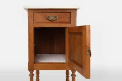 Table de nuit Art Déco en chêne avec plateau en marbre de Carrare, France années 1930