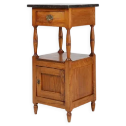 Table de nuit Art Déco française avec plateau en pierre bleue, années 1920