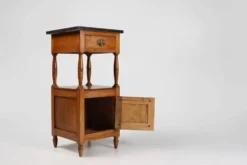 Table de nuit Art Déco française avec plateau en pierre bleue, années 1920