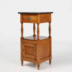 Table de nuit Art Déco française avec plateau en pierre bleue, années 1920