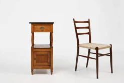 Table de nuit Art Déco française avec plateau en pierre bleue, années 1920