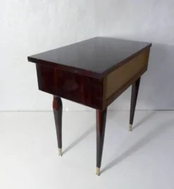 table de nuit chevet en bois laqué et laiton