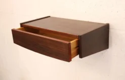 Table de nuit flottante en palissandre, 1 tiroir, Danemark 1970