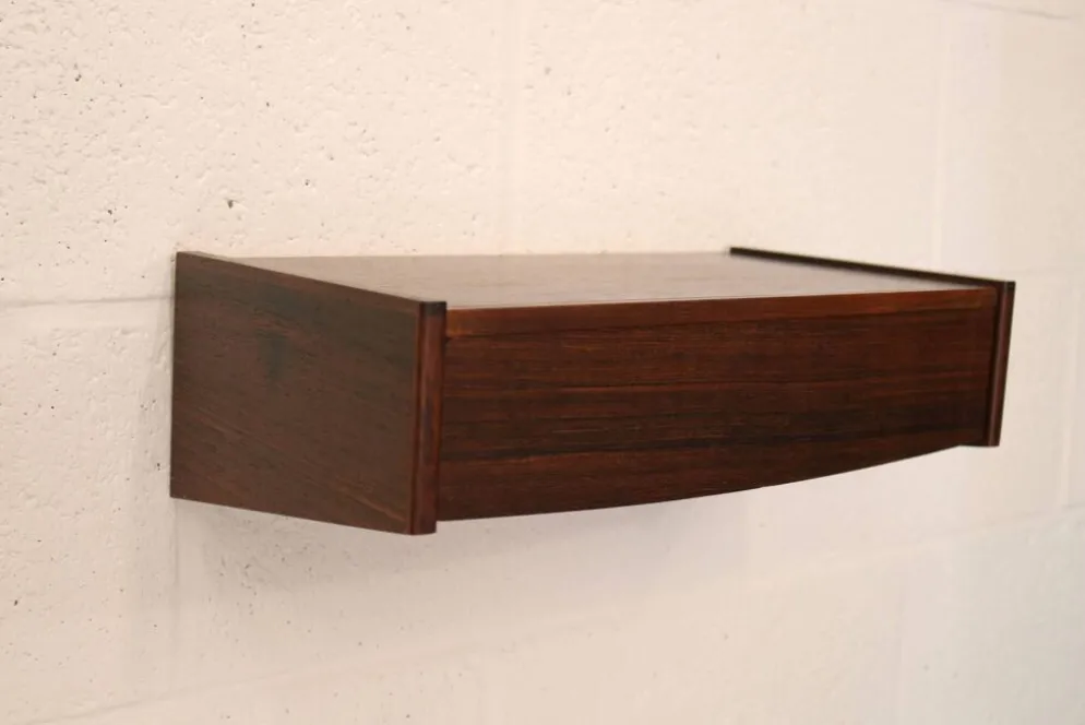 Table de nuit flottante en palissandre, 1 tiroir, Danemark 1970