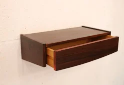 Table de nuit flottante en palissandre, 1 tiroir, Danemark 1970