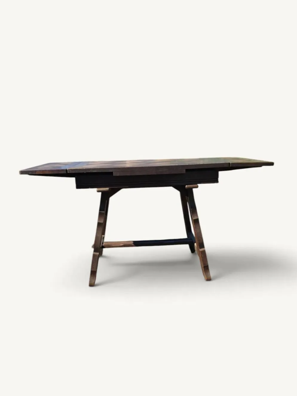 Table de repas extensible rustique en chêne parqueté