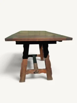 Table de repas extensible rustique en chêne parqueté