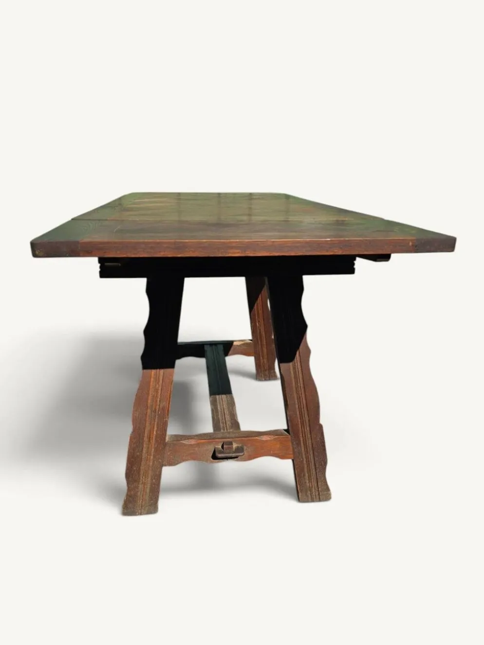 Table de repas extensible rustique en chêne parqueté