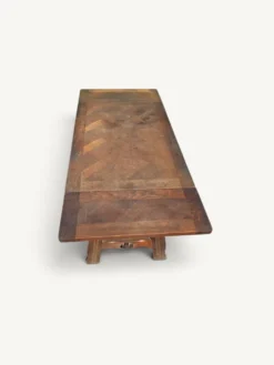 Table de repas extensible rustique en chêne parqueté