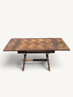 Table de repas extensible rustique en chêne parqueté