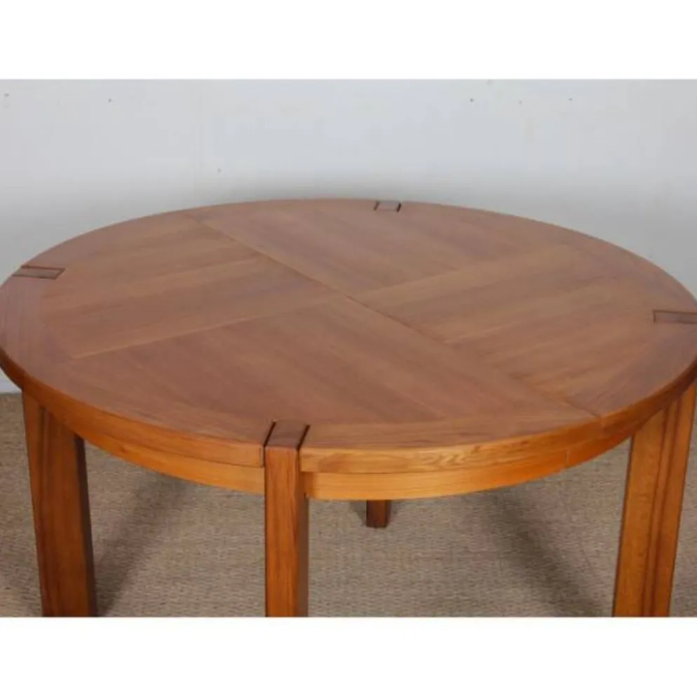 Table de repas ronde extensible en bois éditée par Monopoly, 1970