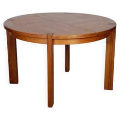 Table de repas ronde extensible en bois éditée par Monopoly, 1970
