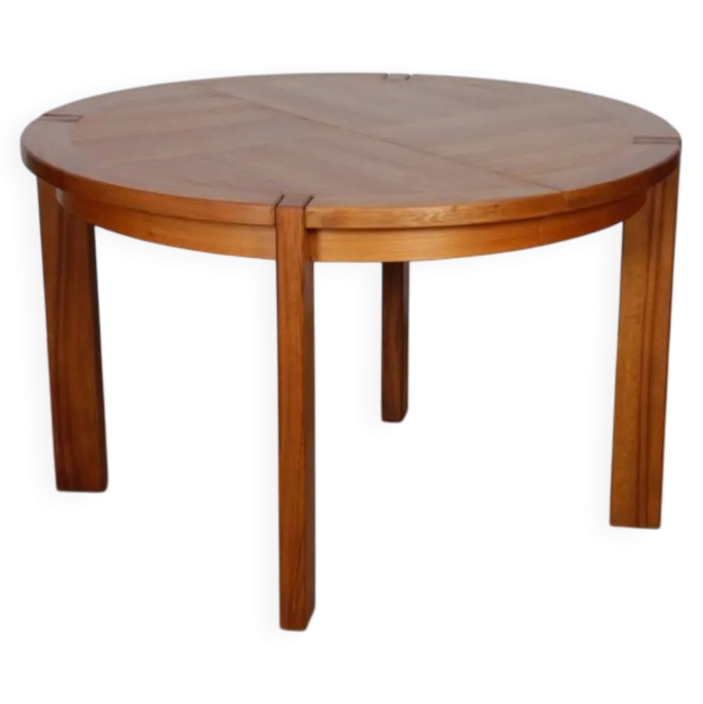 Table de repas ronde extensible en bois éditée par Monopoly, 1970