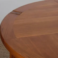 Table de repas ronde extensible en bois éditée par Monopoly, 1970