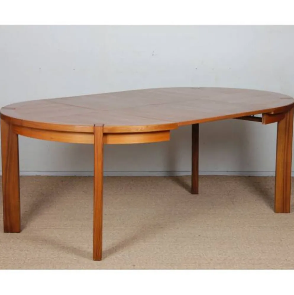 Table de repas ronde extensible en bois éditée par Monopoly, 1970
