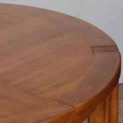 Table de repas ronde extensible en bois éditée par Monopoly, 1970