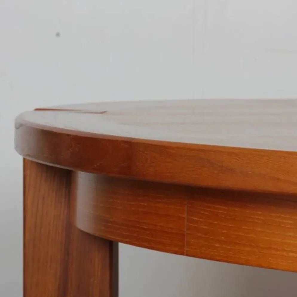 Table de repas ronde extensible en bois éditée par Monopoly, 1970