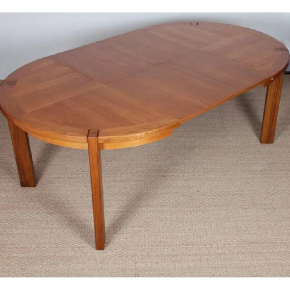 Table de repas ronde extensible en bois éditée par Monopoly, 1970