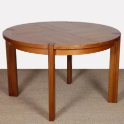 Table de repas ronde extensible en bois éditée par Monopoly, 1970