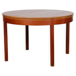 Table de repas ronde extensible en teck, 1970