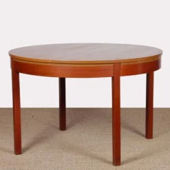 Table de repas ronde extensible en teck, 1970