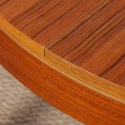 Table de repas ronde extensible en teck, 1970