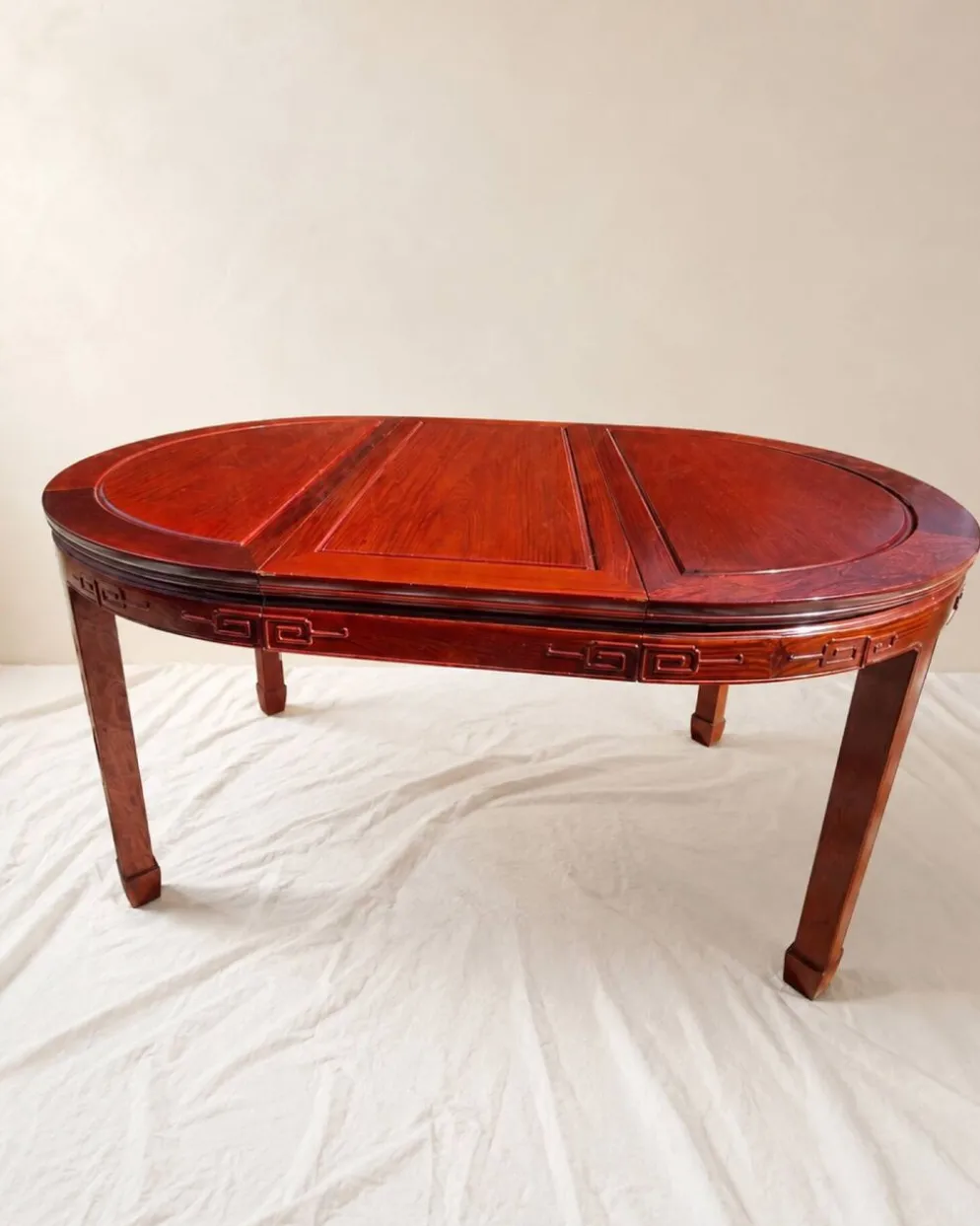 Table de salle à manger chinoise extensible en palissandre, années 70