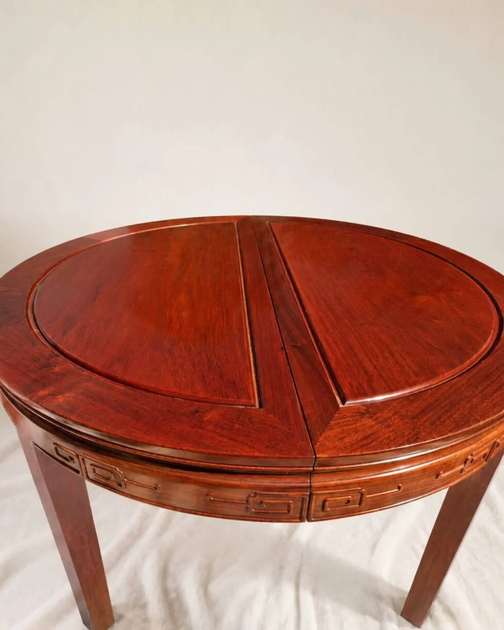 Table de salle à manger chinoise extensible en palissandre, années 70